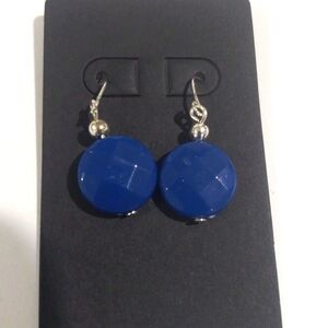 Elegant Silver tone Blue Fishhook 1.5-in Drop Earrings - Women's Fashion Jewelry